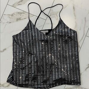 Chelsea28 Black and White Sequin Camisole